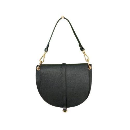 VITTORIA Medium Saddle Bag Pebble Leather | Black