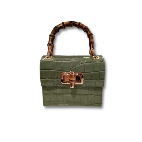 Croc Bag With Bamboo Handle | Mint