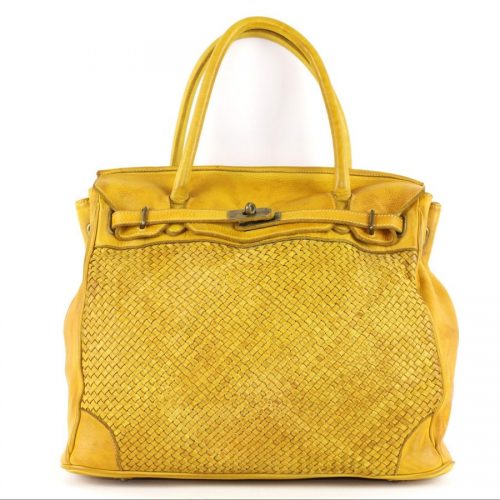 ALICIA Woven Structured Bag Yellow