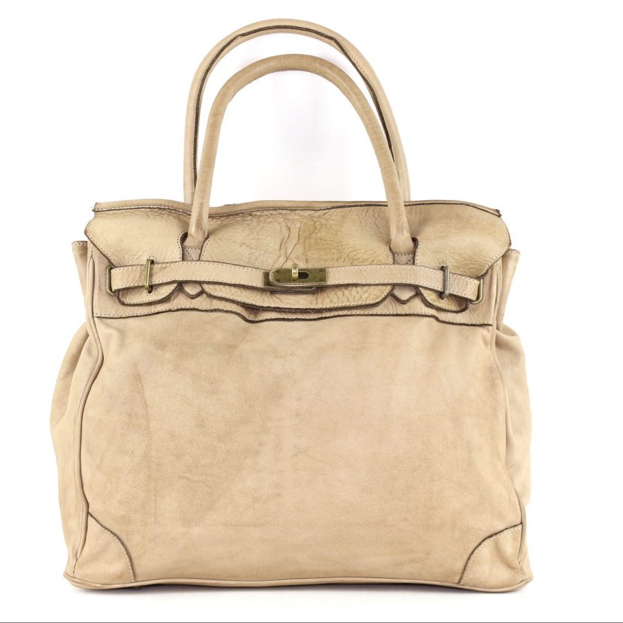 ALICIA Structured Leather Bag | Beige