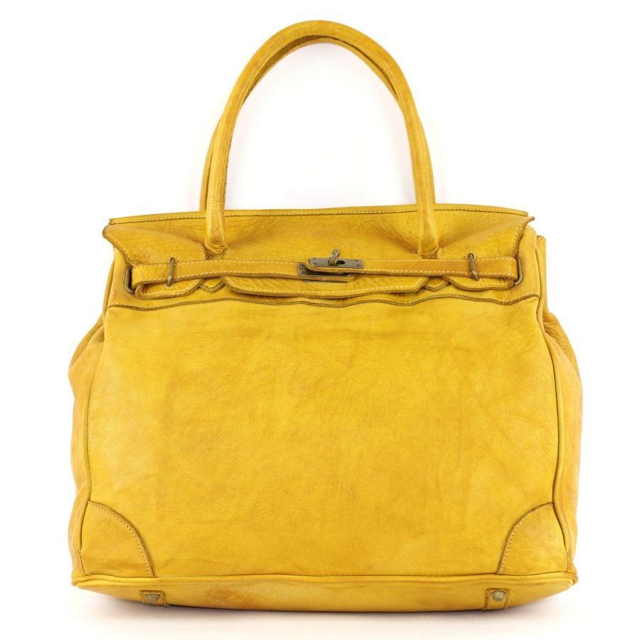 ALICIA Structured Leather Bag | Mustard