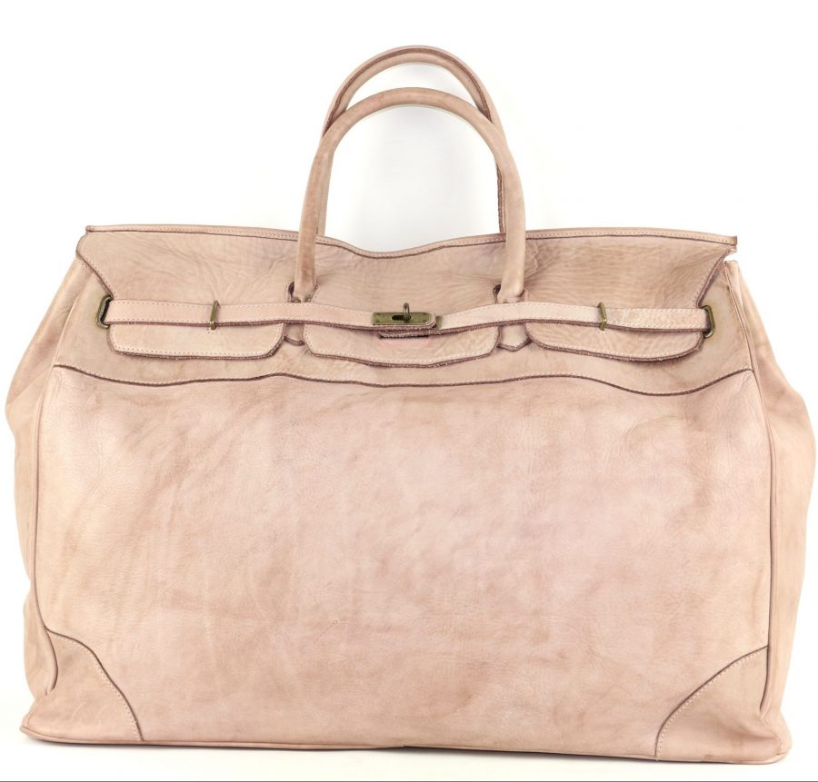 ALICE Large Leather Tote-shaped Luggage Bag | Blush