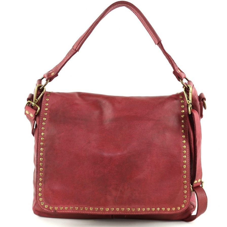 VIRGINIA Flap Bag With Top Handle Bordeaux - The Leather Mob