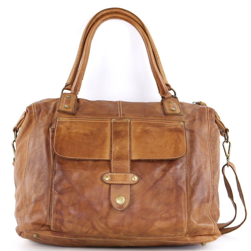ADELE Satchel Style Bag Tan - The Leather Mob