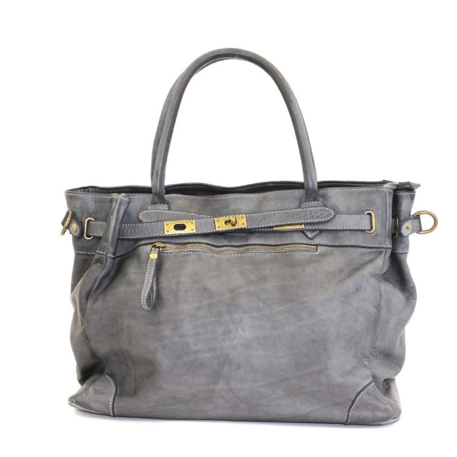 ARIANNA Leather Hand Bag | Light Grey