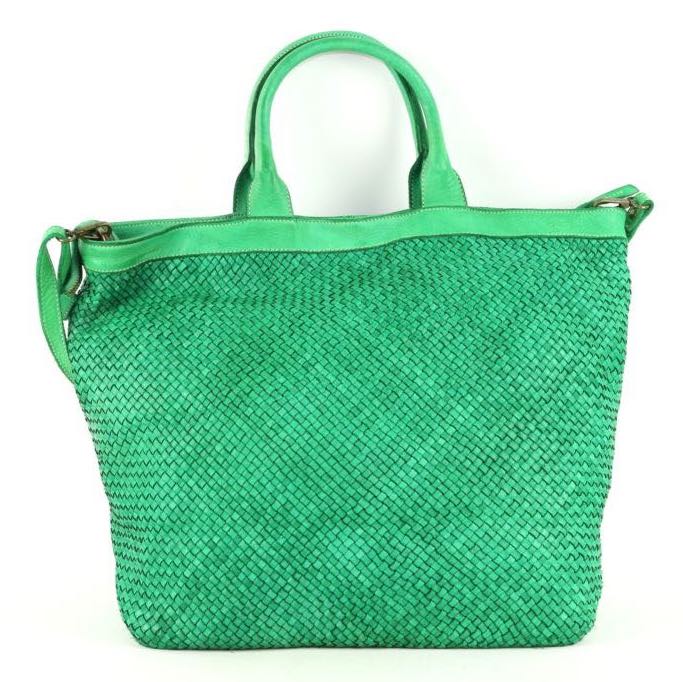 CHIARA Woven Leather Tote Bag | Emerald Green