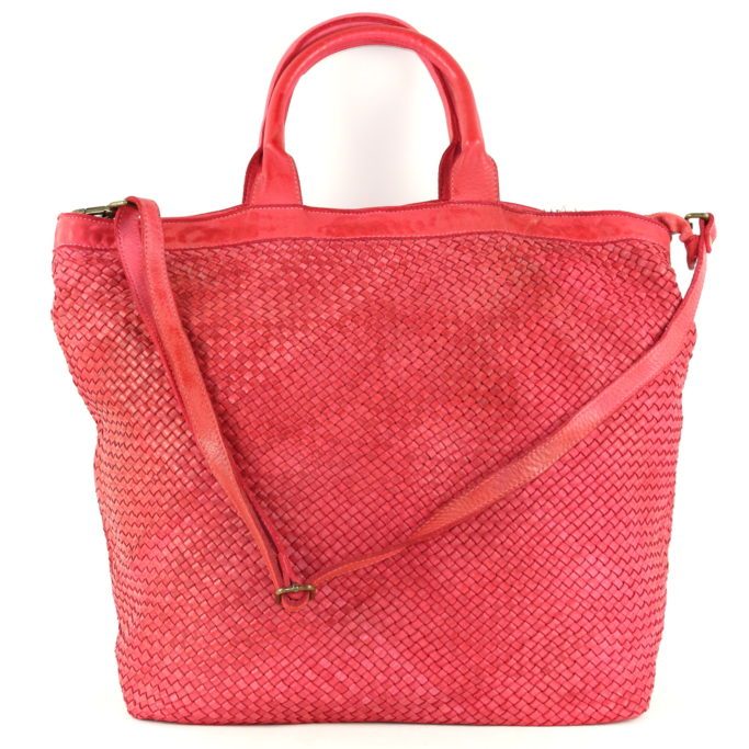 CHIARA Woven Leather Tote Bag | Red