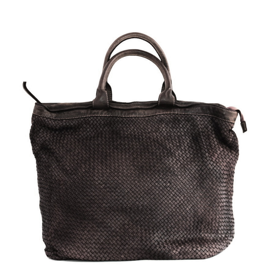 CHIARA Woven Leather Tote Bag | Dark Brown
