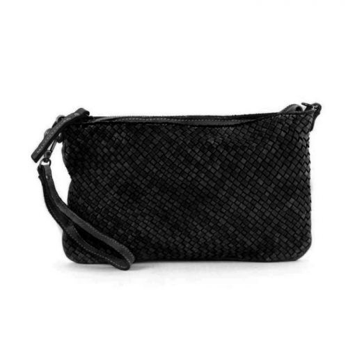 CLAUDIA Woven Clutch Wristlet Bag Black