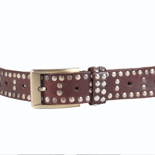 Studded Leather Belt – Chocolate