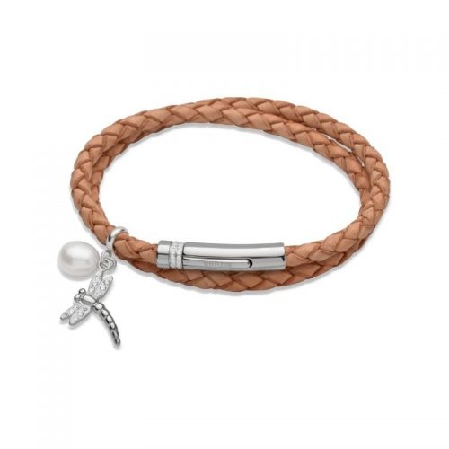 Unique & Co Women’s Leather Bracelet With Dragonfly Charm Natural