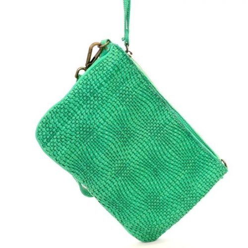 CLAUDIA Woven Wristlet With Wave Effect Emerald Green