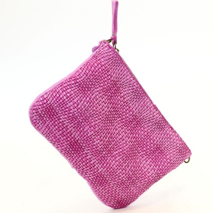 CLAUDIA Woven Wristlet with Wave Effect Fuchsia