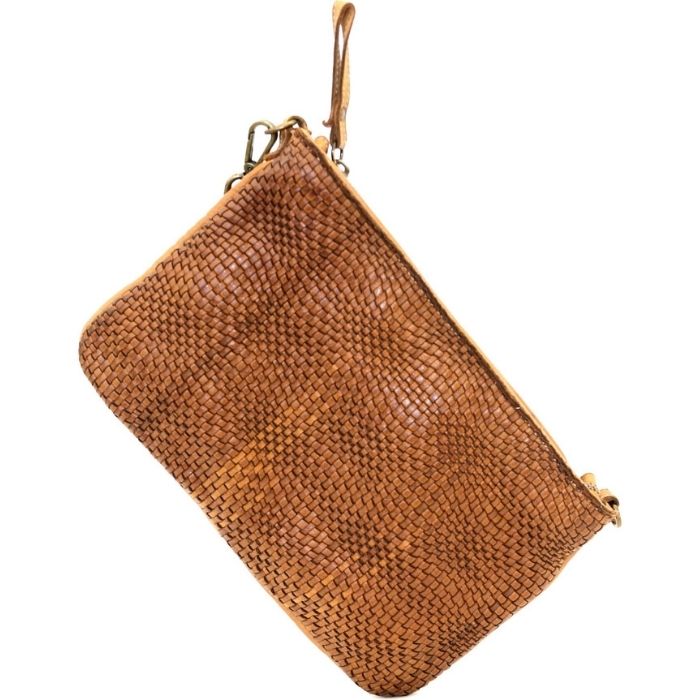 CLAUDIA Woven Wristlet with Wave Effect Tan