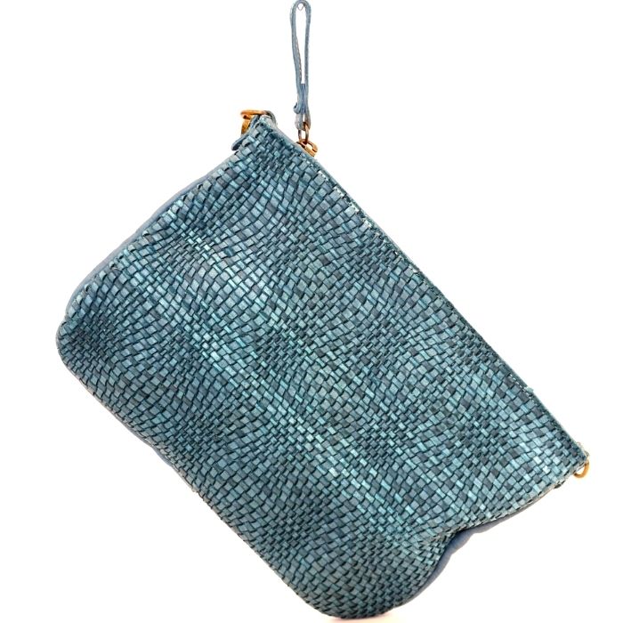 CLAUDIA Woven Wristlet with Wave Effect Teal