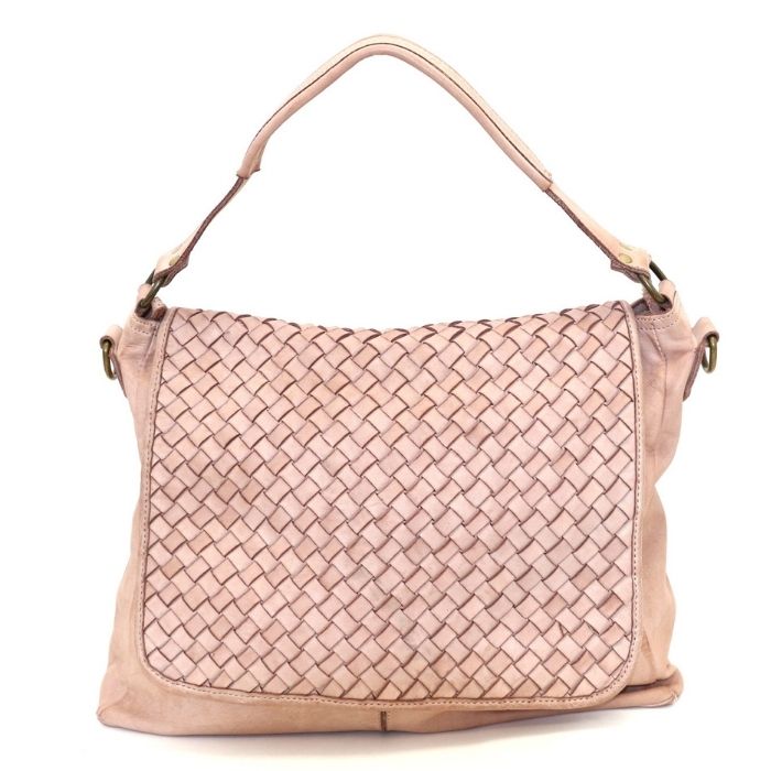 VIRGINIA Flap Bag With Wide Weave Blush