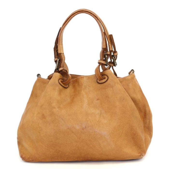 LUCIA Smooth Leather Tote Bag | Tan