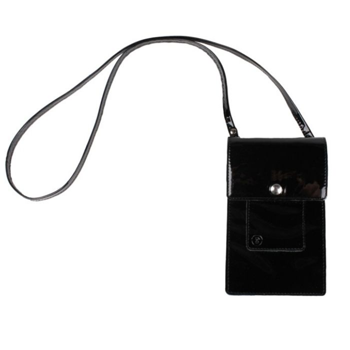 Leather Phone Bag Lacquer Black
