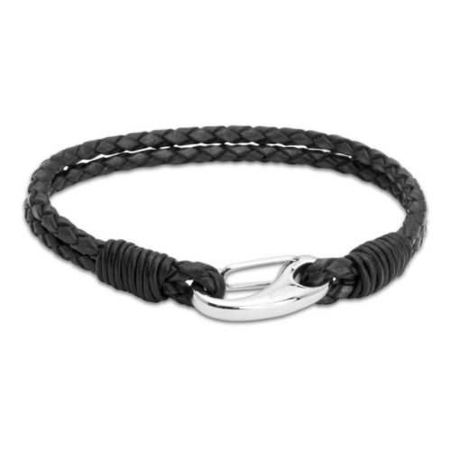 Unique & Co Men’s Leather Bracelet With Shrimp Clasp Antique Black
