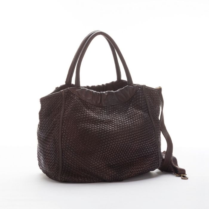 FARFALLA Woven Hand Bag | Dark Brown