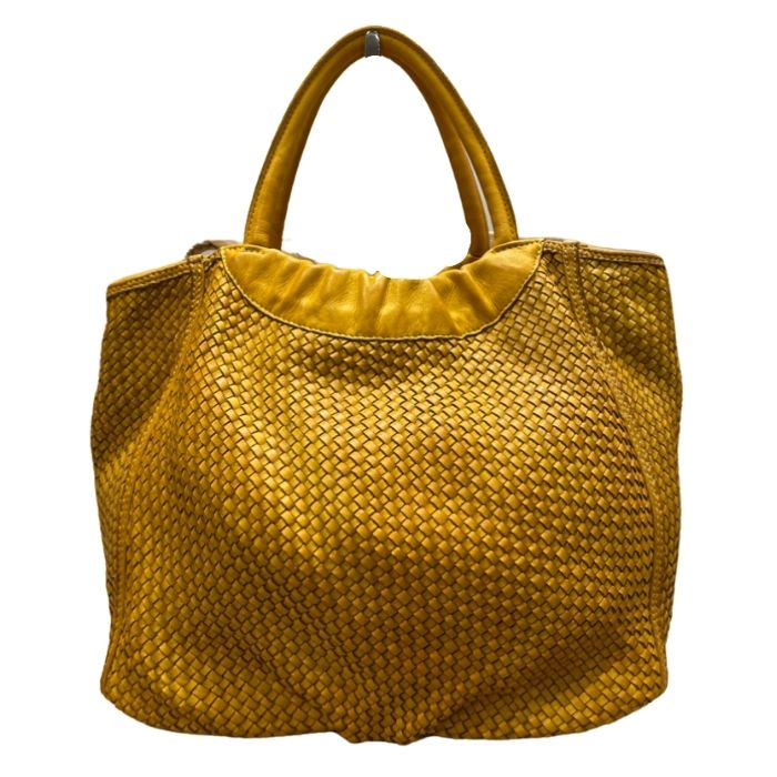 FARFALLA Woven Hand Bag | Mustard
