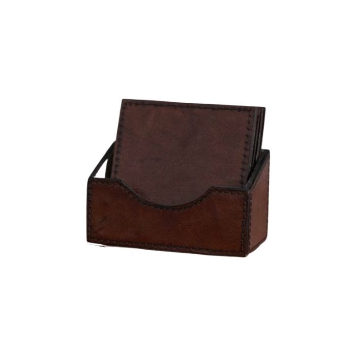 Square Leather Coasters and Holder