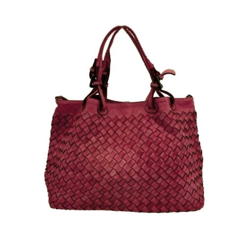 BABY LUCIA Small Tote Bag Large Weave Bordeaux