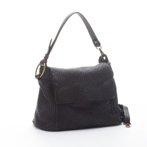 Priscilla Shoulder Bag Narrow Weave All Over Black