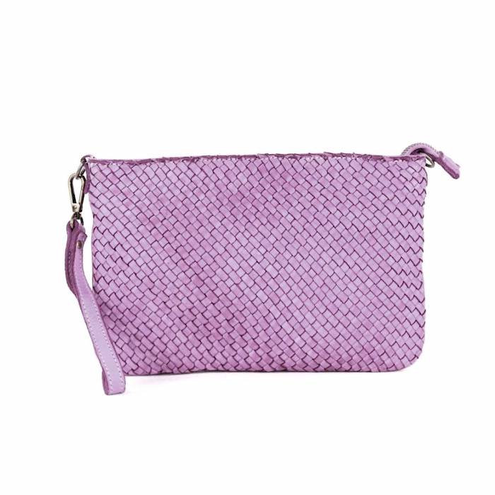 CLAUDIA Woven Wristlet Bag with Long Detachable Strap | Lilac