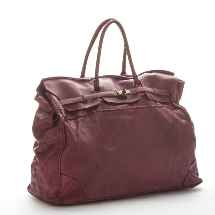 ALICE Large Leather Tote-shaped Luggage Bag | Bordeaux