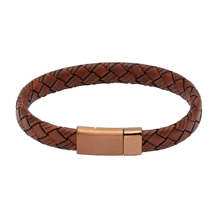 Unique & co Men’s Leather Bracelet With Magnetic Clasp Cognac