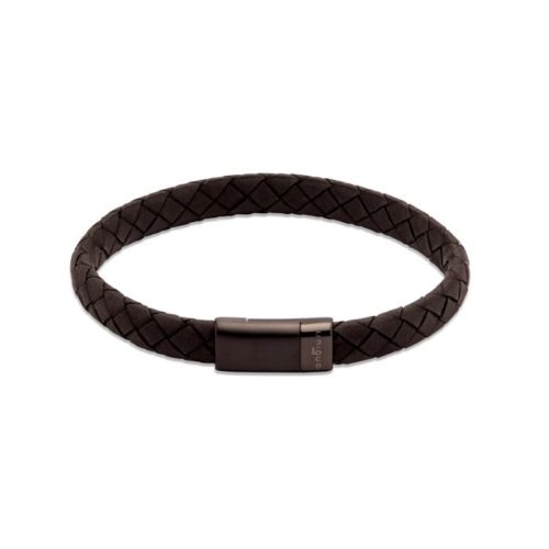 Unique & Co Men’s Leather Bracelet With Ip Magnetic Clasp Black