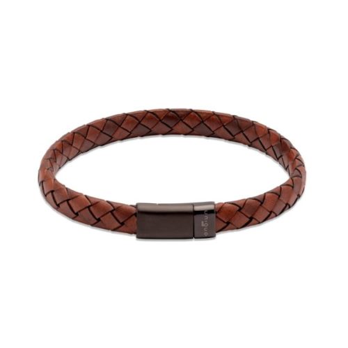 Unique & Co Men’s Leather Bracelet With Ip Magnetic Clasp Cognac