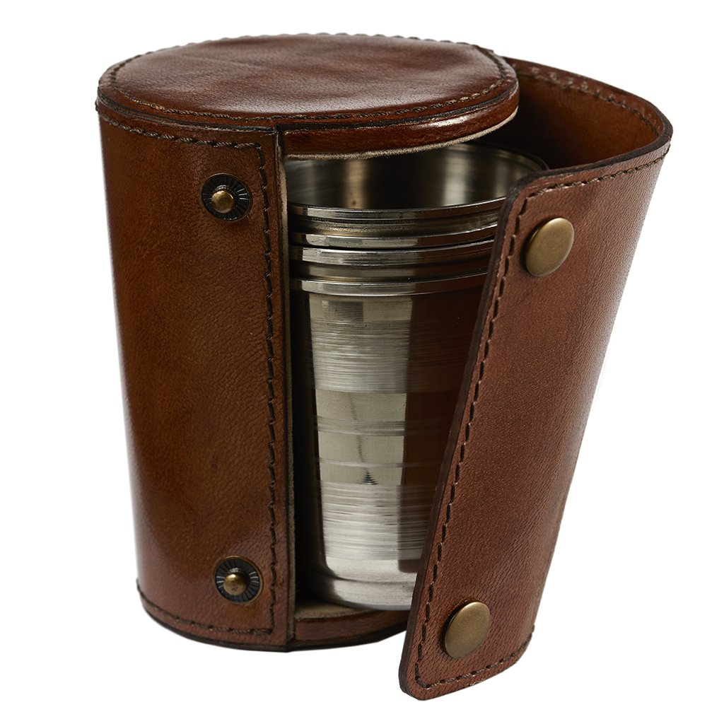 Set of 4 Stirrup Cups with Leather Case
