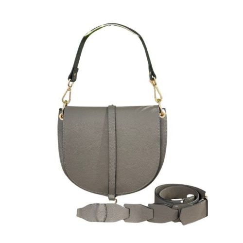 VITTORIA Medium Saddle Bag Pebble Leather | Grey