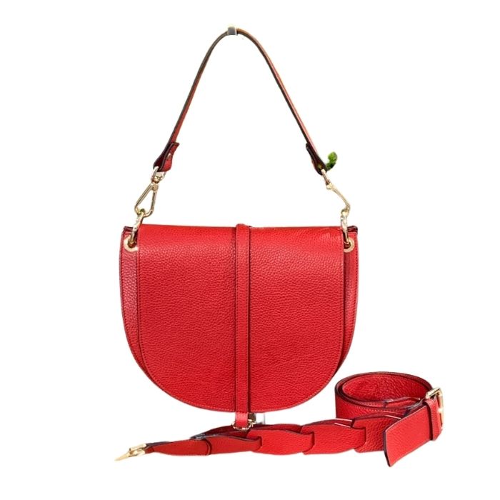 VITTORIA Medium Saddle Bag Pebble Leather | Red