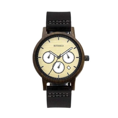 Osier Men’s Wood Watch With Black Leather Strap