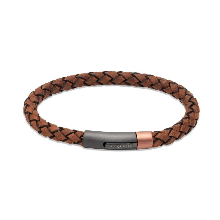 Unique & co Men’s Leather bracelet with matte polished clasp Dark Brown