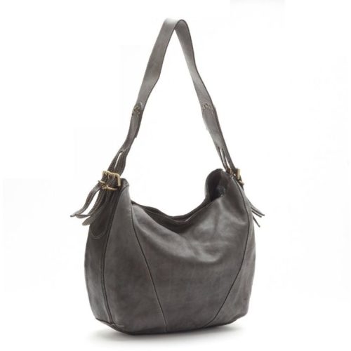 DAFNE Shoulder Bag With Buckles Dark Grey