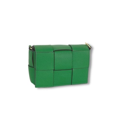Oversized Weave Leather Box Bag | Emerald Green