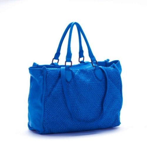 GLENDA Woven Shopper Style Bag | Electric Blue