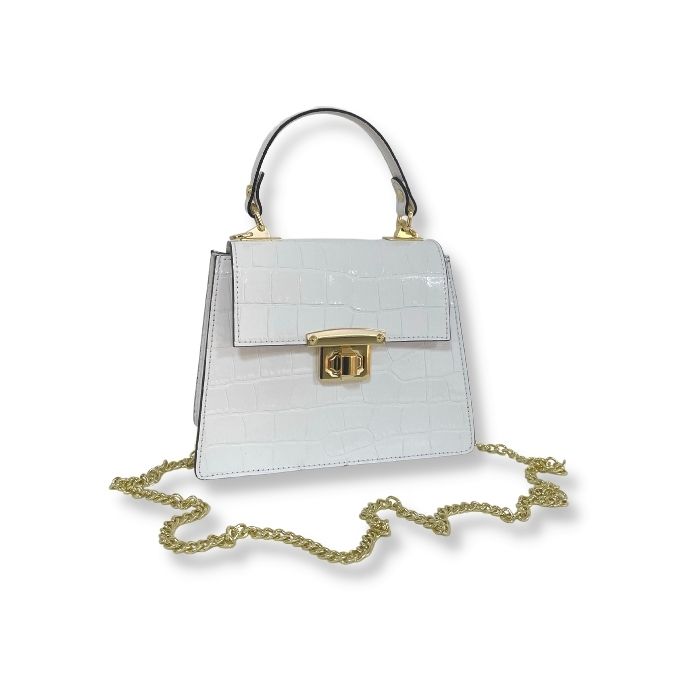 85708 croc top handle bag white