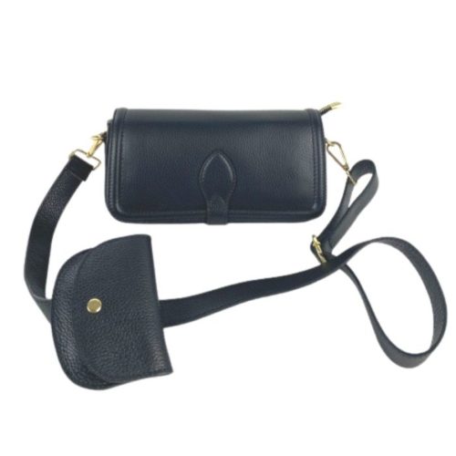 Small Shoulder Bag With External Pouch | Black
