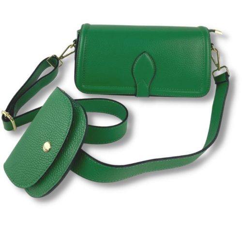 Small Shoulder Bag With External Pouch | Emerald Green
