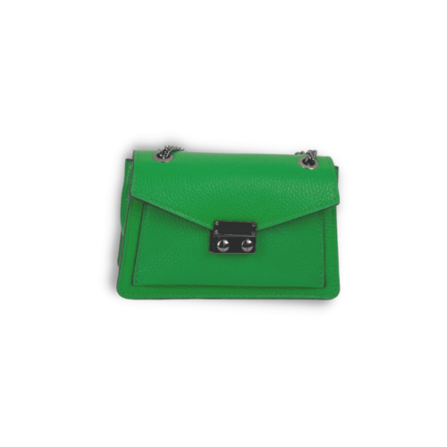 Small Leather Bag With Adjustable Long Chain | Emerald Green