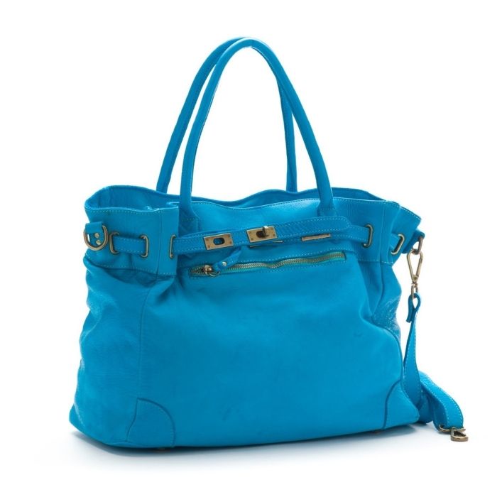 ARIANNA Leather Hand Bag | Turquoise