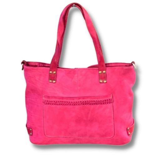 CLELIA Large Soft Leather Shopper Bag | Fuchsia