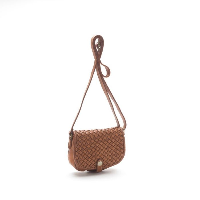 CORINNA Small Woven Crossbody Bag | Tan
