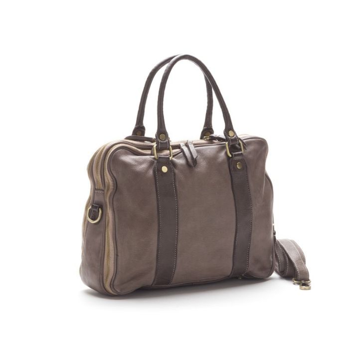 Carlotta x016 taupe leather business bag - The Leather Mob