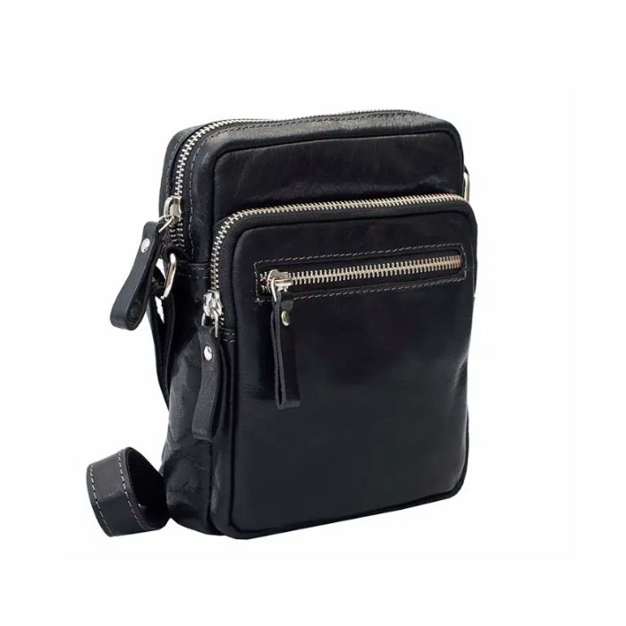 Bridge Double Zip Side Bag | Black